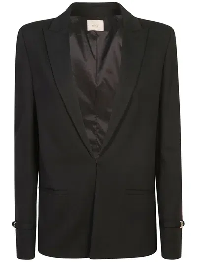 Twinset Logo-plaque Blazer In Black