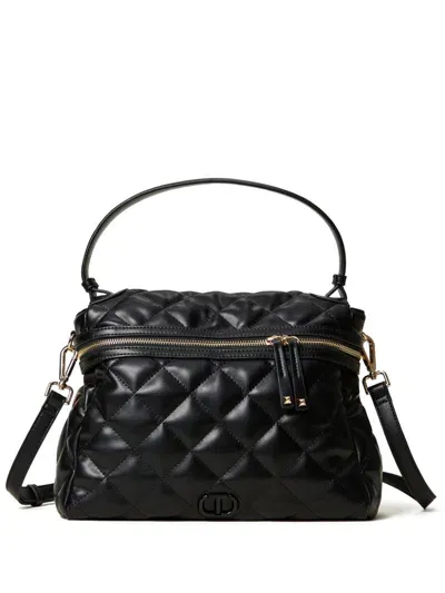 Twinset Logo-plaque Quilted Tote Bag In Black