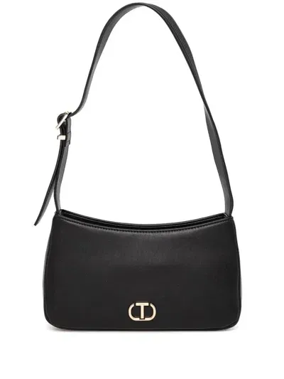 Twinset Logo-plaque Shoulder Bag In Black