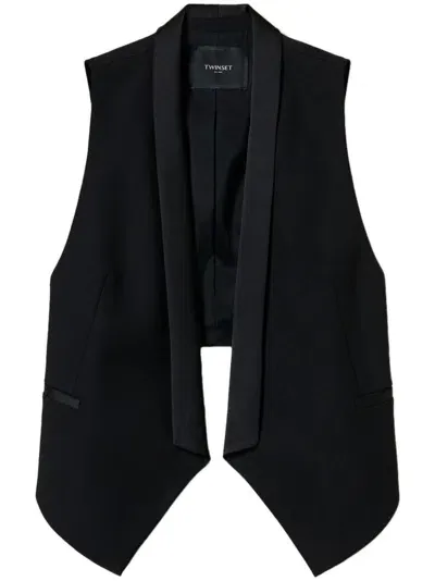 Twinset Logo Waistcoat In Black