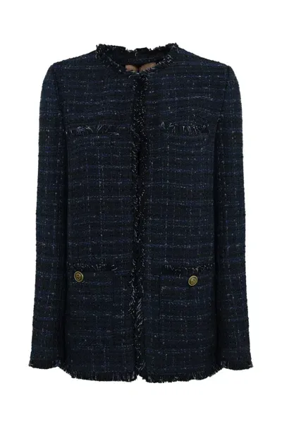 Twinset Long Boucle Jacket In Black