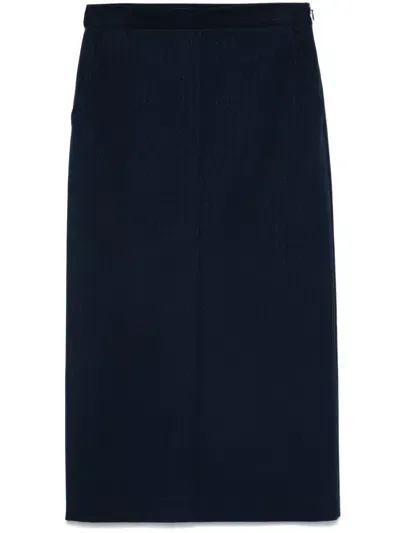 Twinset Lurex Pinstripe Midi Skirt In Blue