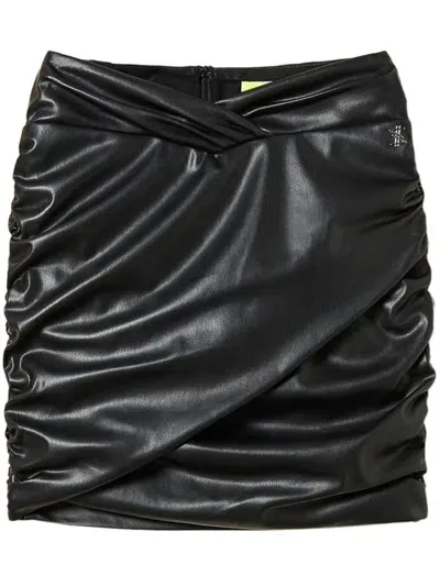 Twinset Myfo Gathered Mini Skirt In Black