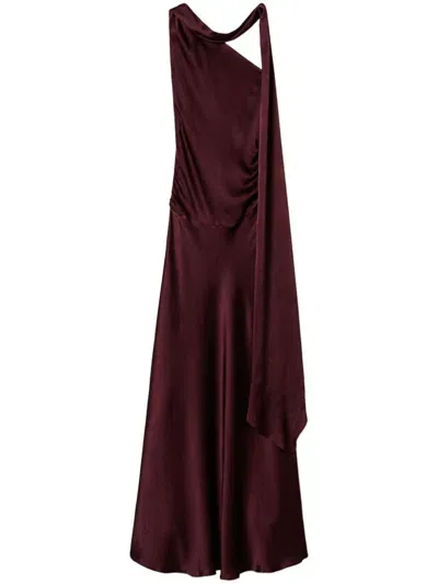 Twinset One-shoulder Satin Dress In Red