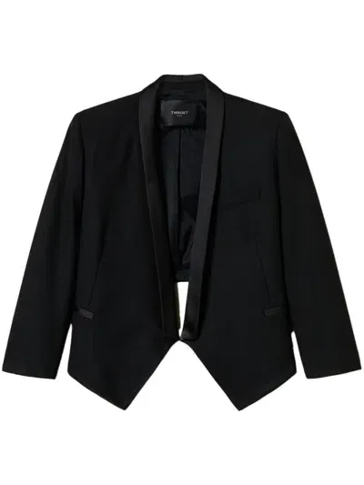 Twinset Open Front Cropped Blazer In Black