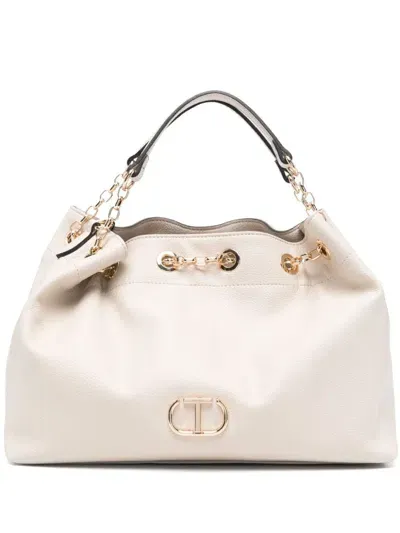 Twinset Oval-t Tote Bag In White