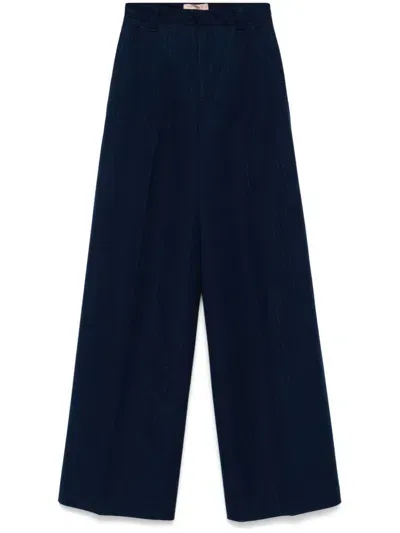 Twinset Pinstripe Wide-leg Trousers In Blue