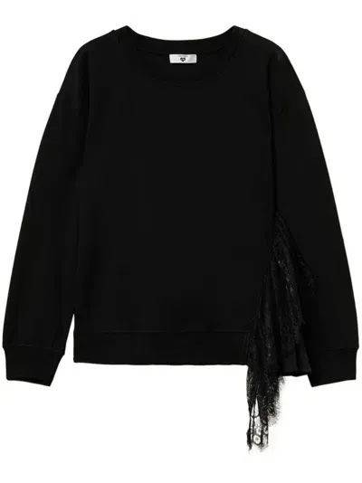 Twinset Pleat-detail Sweatshirt In Black