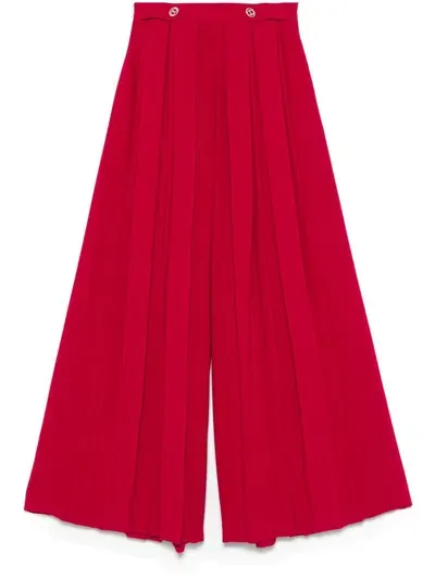 Twinset Pleated Crepe Trousers In Red