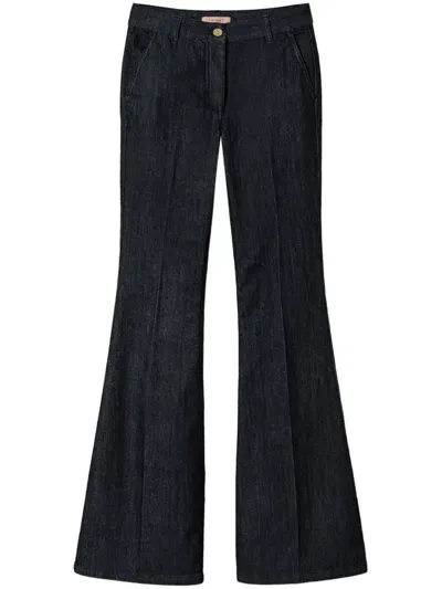 Twinset Pressed-crease Flared Jeans In Blue