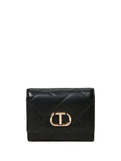 Twinset Quilted Wallet In Black