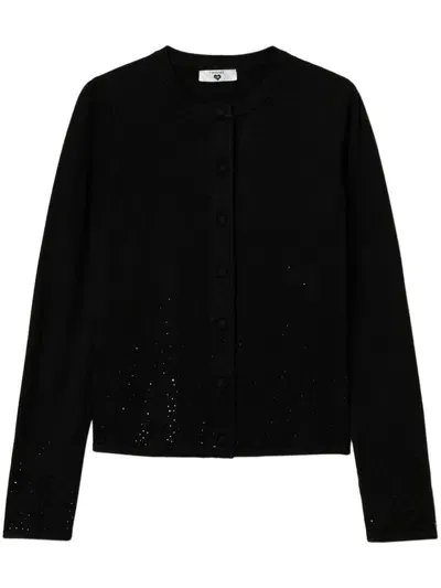 Twinset Rhinestone-embellished Cardigan In Black