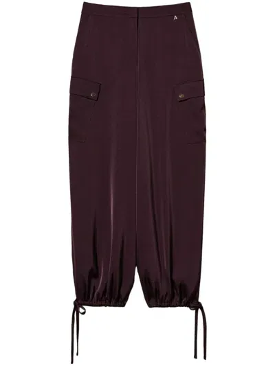 Twinset Satin Cargo Trousers In Red