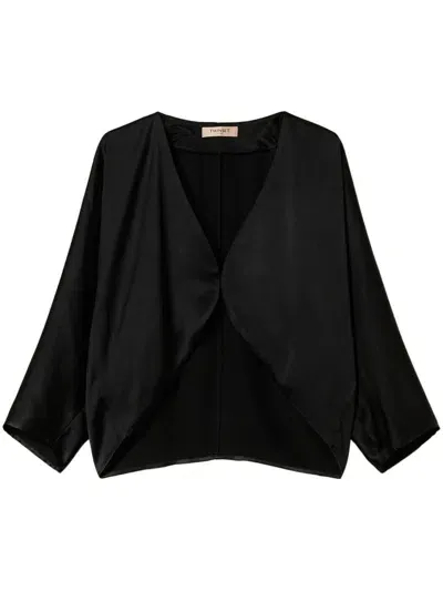 Twinset Satin Shrug Jacket In Black