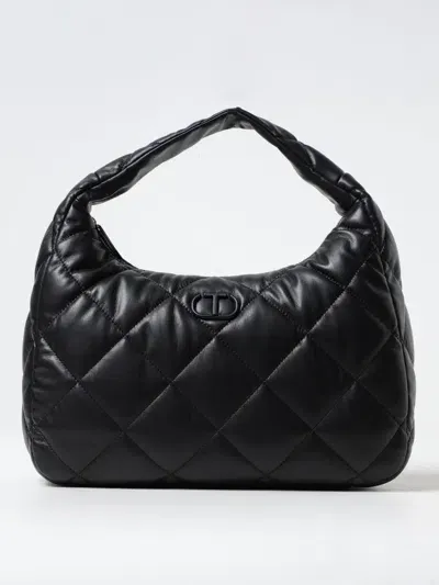 Twinset Oval T Quilted Tote Bag In Black