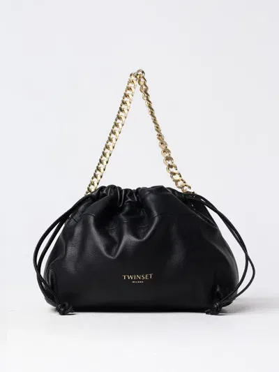 Twinset Chain-detail Leather Tote Bag In Black