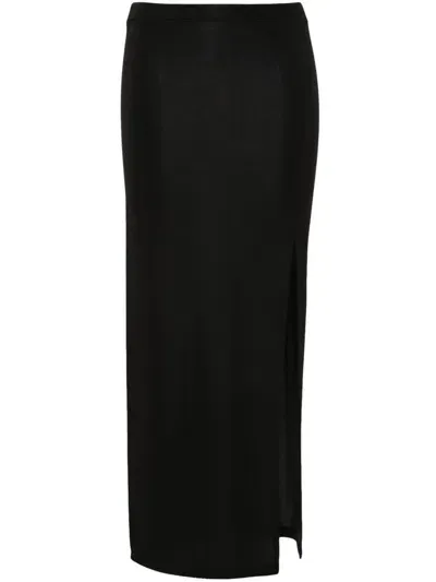 Twinset Side-slit Midi Skirt In Black