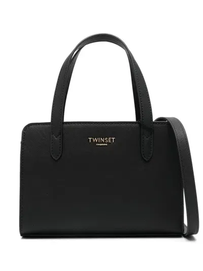 Twinset Small Logo-lettering Tote Bag In Black