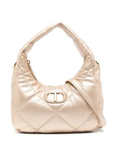 Twinset Small Padded Quilted Shoulder Bag In Gold