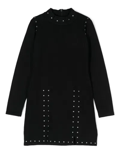 Twinset Kids' Stud-embellished Dress In Black