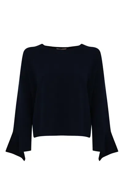 Twinset Sweater With Ruffles In Blue