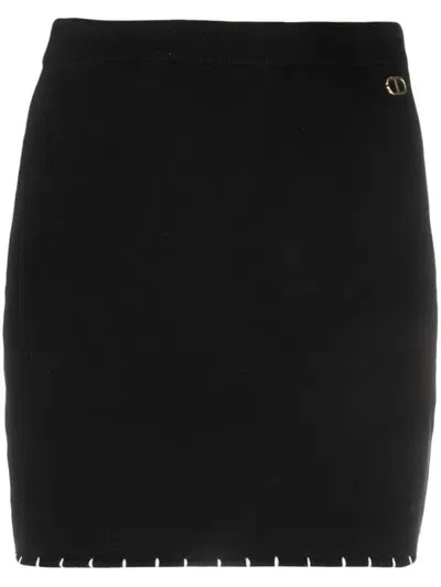 Twinset Contrast-stitching Mini Skirt In Black