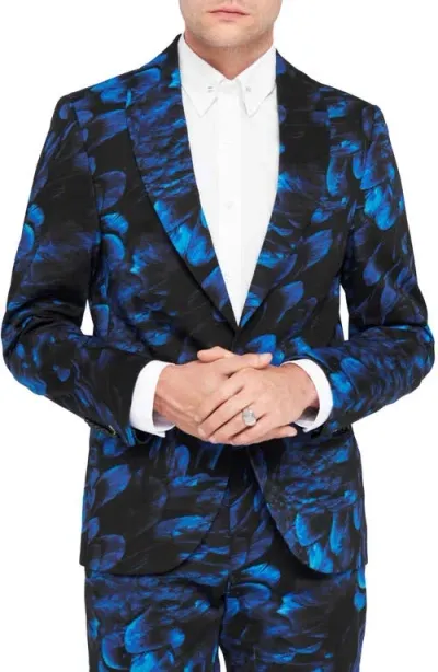 Twisted Tailor Heron Skinny Fit Blue Floral Stretch Cotton Sport Coat