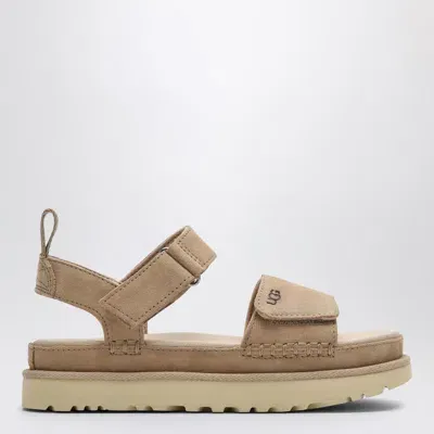 Ugg Womens Beige Goldenstar Platform Suede Sandals In Grey