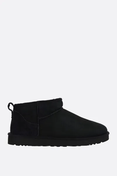 Ugg 10mm Classic Ultra Mini Shearling Boots In Black