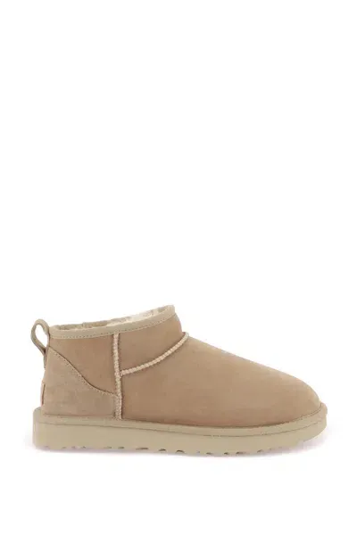 Ugg Classic Ultra Mini Ankle Boots In Beige