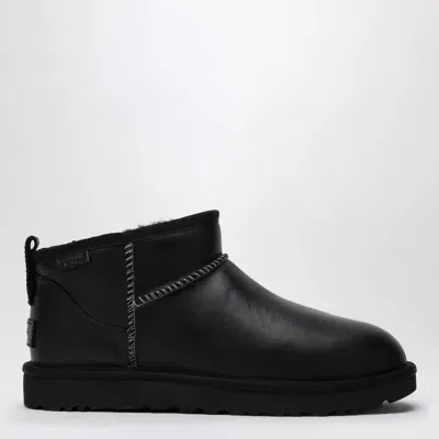 Ugg Classic Ultra Mini Leather Boots In Black