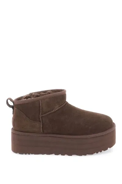 Ugg Classic Ultra Mini Platform Ankle Boots In Brown