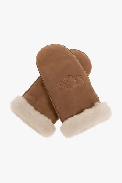 Ugg Logo Embroidered Gloves In Brown