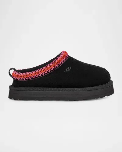 Ugg Kid's Tazz Wool Suede Mules, Kids In Black  Multi