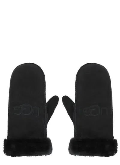 Ugg Logo Embroidered Gloves In Black