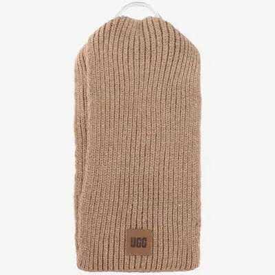 Ugg Ribbed Knit Scarf In Brown