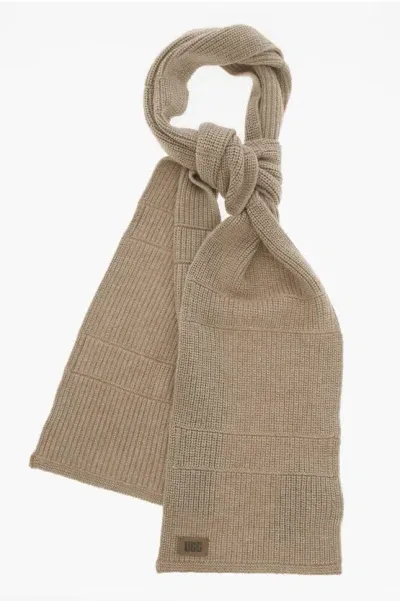 Ugg Solid Color Braided Scarf In Brown