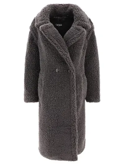 Ugg Gertrude Double-breasted Teddy Coat In Black