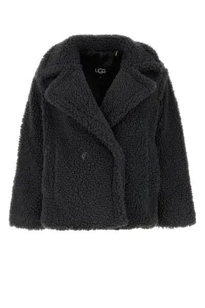 Ugg W Gertrude Short Teddy Coat-m Nd  Female In Grey