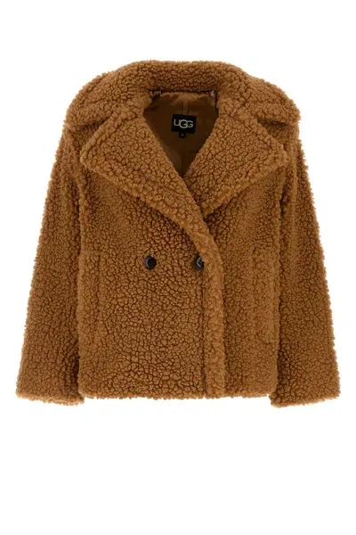 Ugg W Gertrude Short Teddy Coat-xs Nd  Female In Brown