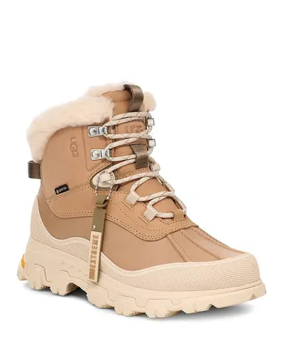 Ugg Adirondack Meridian Leather Shearling Hiker Boots In Sand