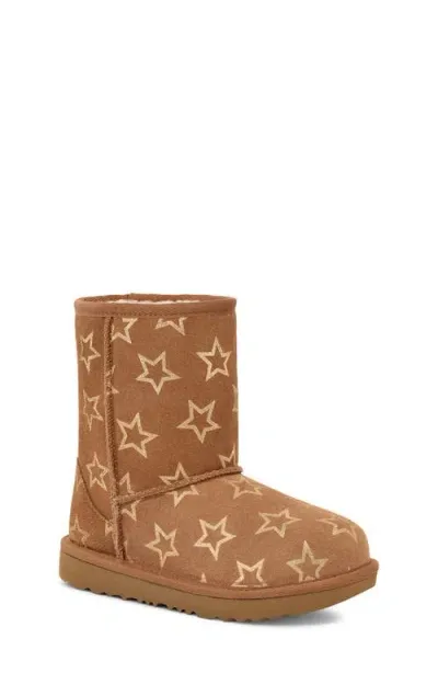 Ugg(r) Kids' Classic Ii Iridescent Stars Boot In Chestnut/gold Iridescent