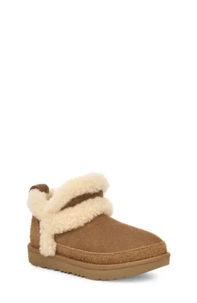 Ugg(r) Classic Ultra Mini Spillseam Genuine Shearling Bootie In Chestnut