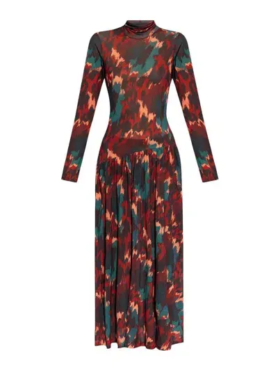 Ulla Johnson Fernanda Graphic-print Long-sleeve Dress In Orange