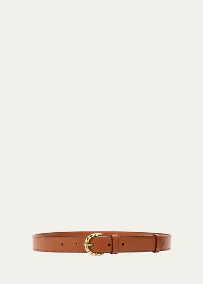 Ulla Johnson Gia Twisted Buckle Leather Belt In Sierra