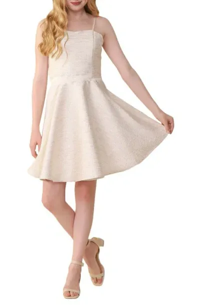 Un Deux Trois Kids' Fit & Flare Dress In 763ivory