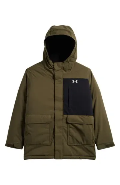 Under Armour Kids' Clewen Water Repellent Hooded Jacket In Marine Od Green