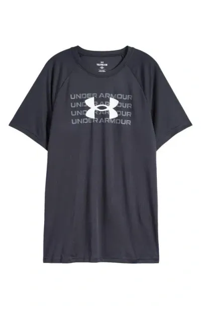 Under Armour Kids' Logo T-shirt In Black/castlerock/white