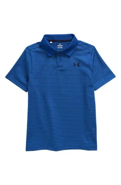 Under Armour Kids' Performance Stripe Polo In Blue/green/navy