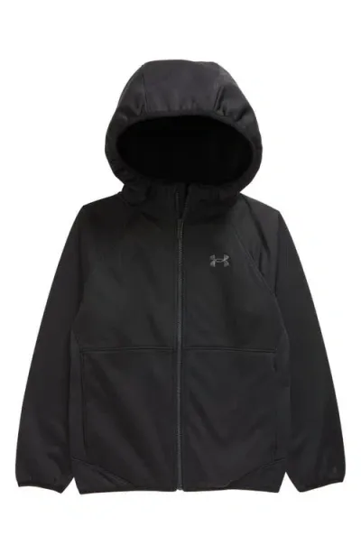 Under Armour Kids' Sim Water Repellent Hooded Softshell Jacket In Black